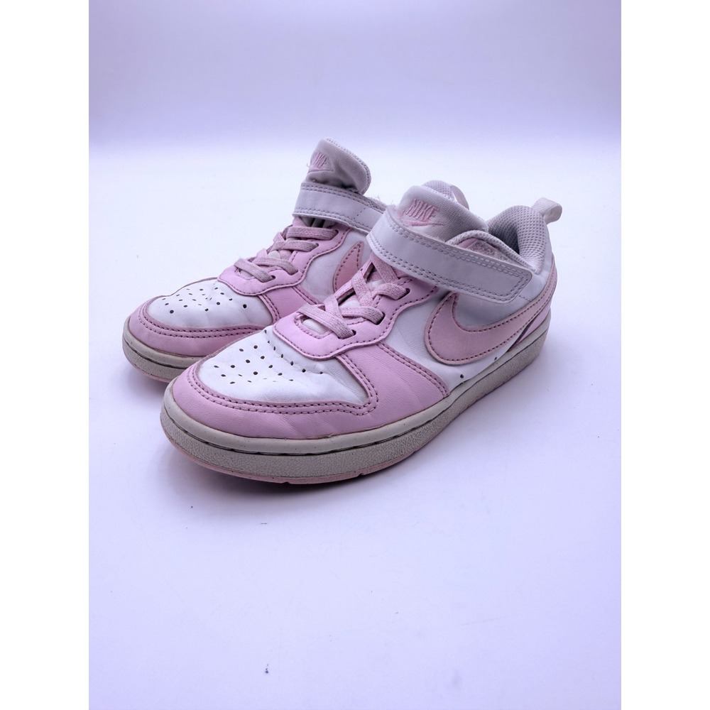 Nike Court Borough Low 2 Kids 13C Pink White Strap Sneakers Girls Shoes